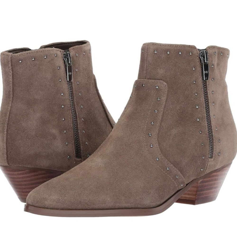 Marc Fisher Women's Ankle Boots Size 7 Brown Suede Studded Booties Western